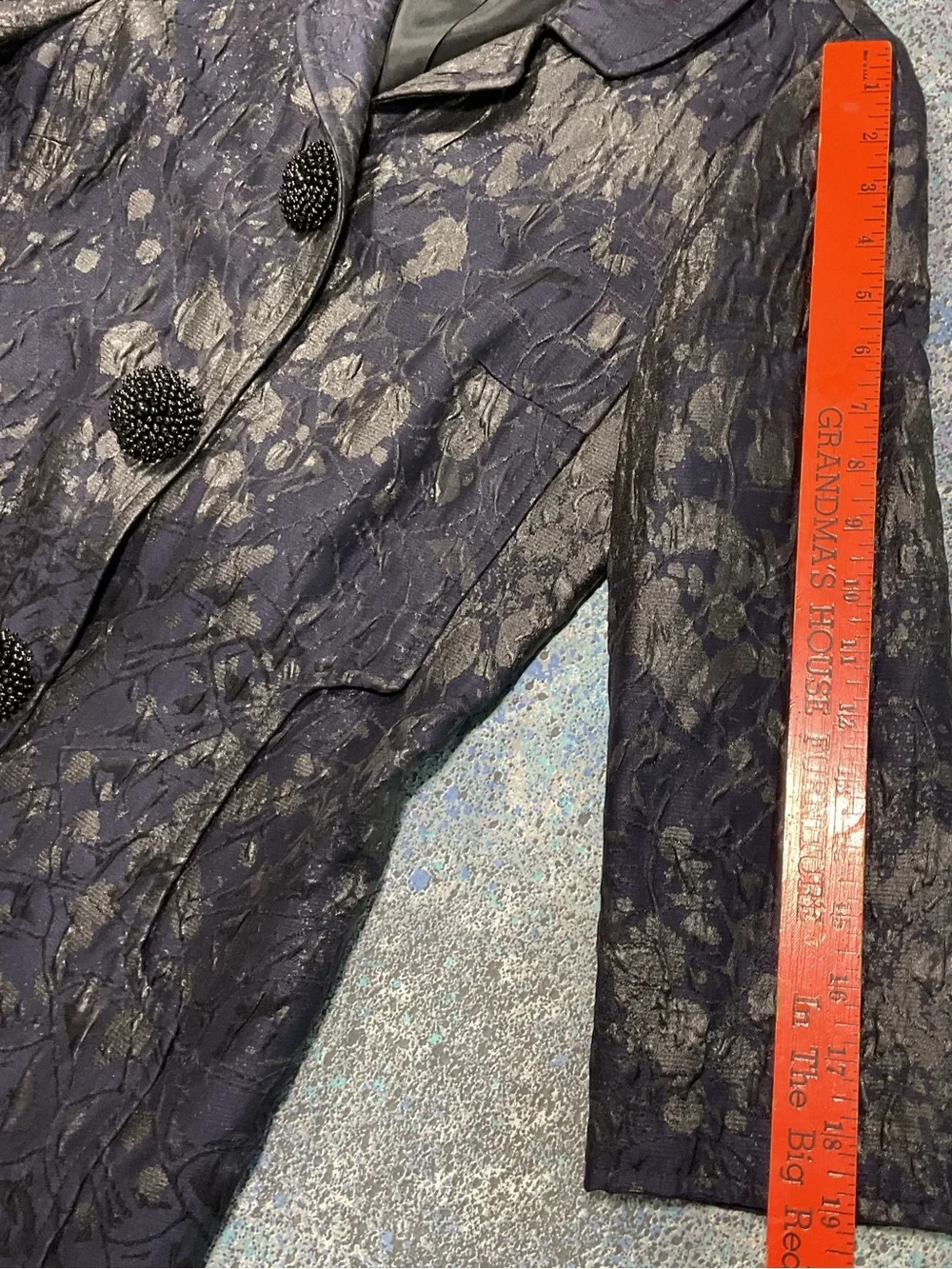 Carlisle Size 6 Y2K Navy Metallic Brocade Dress Long Coat 2 Piece Formal Set